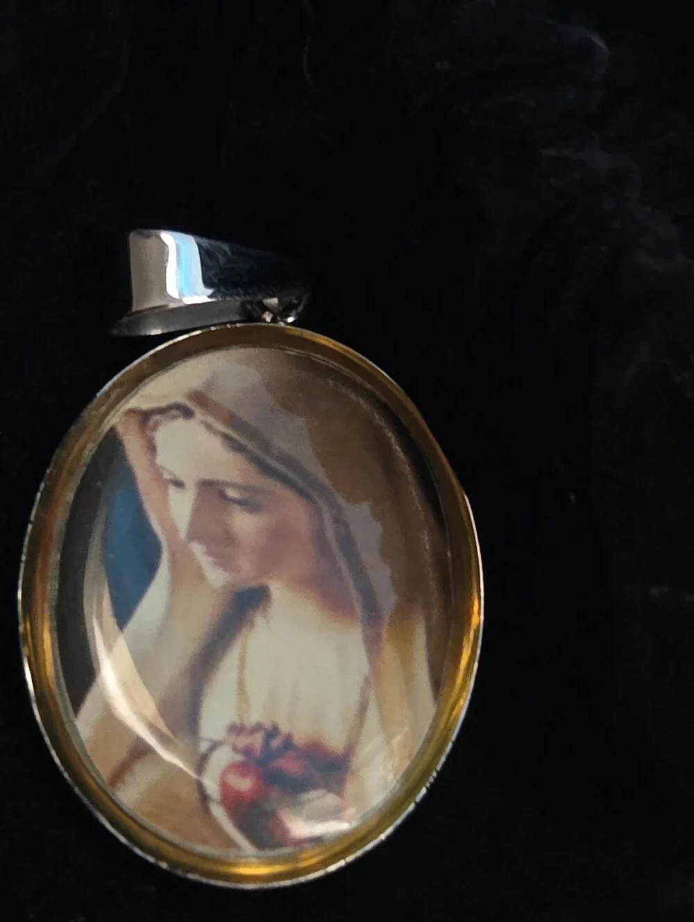 Michael Anthony Cream and Gold Religious Pendant Necklace